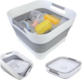 2.6 Gal(10L) Collapsible Wash Basin for Baby Bottles, Gray Space-Saving Collapsible Dish Basin with Drain Plug for bottle washing