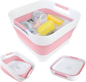 2.6 Gal(10L) Collapsible Wash Basin for Baby Bottles,Pink Space-Saving Collapsible Dish Basin with Drain Plug for bottle washing
