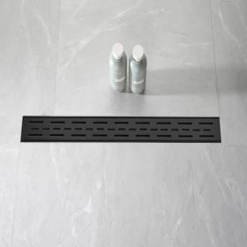 28 Inch Linear Shower Drain With Removable Brick Patterned Grate Cover, 304 Stainless Steel Shower Floor Drain With Hair Strainer And Leveling Fe (Option: Defaulttitle)