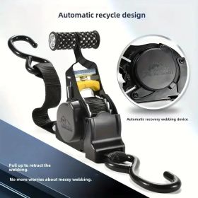 Ratchet Tie Down Straps - Auto Retractable Ratchet Straps Heavy Duty 1500lbs 4 Pack With S Hooks, For Securing Cargo Luggage Motorcycle Truck Boa (Option: Black)