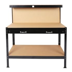 Steel Workbench Tool Storage Work Bench Workshop Tools Table W/Drawer And Peg Board 63" (Option: Defaulttitle)