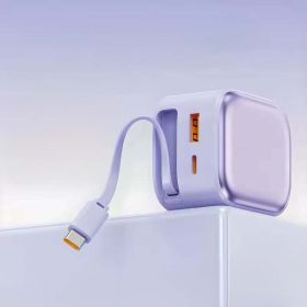 Power Charger Multi-port Charging Head with Built-in Retractable Data Cable (Color: Purple)