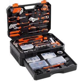 330pcs Hand Tool Set, Professional Grade, Organized Storage Case, Black-Red or Black-Yellow for Garage, Workshop& Emergency (Color: black yellow)