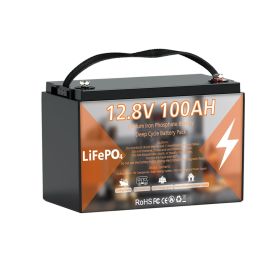 12V 100Ah LiFePO4 battery for solar photovoltaic energy storage, 12V 100Ah lithium battery,Outdoor standby energy storage battery (Color: black)